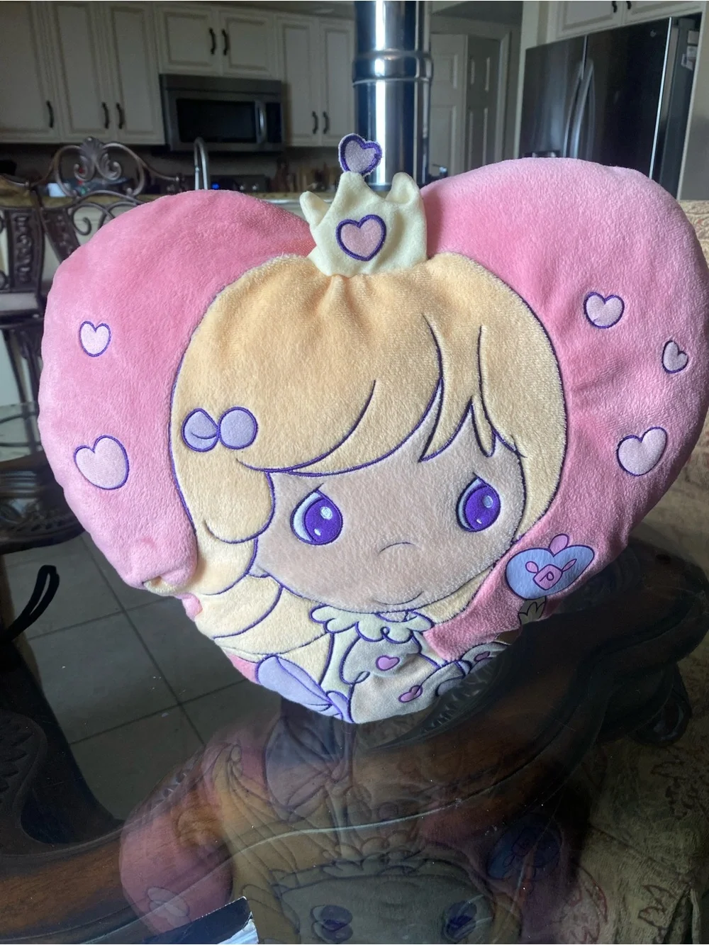 precious moments pink Princess Heart Plush Accent Pillow - Cute Kids Decor